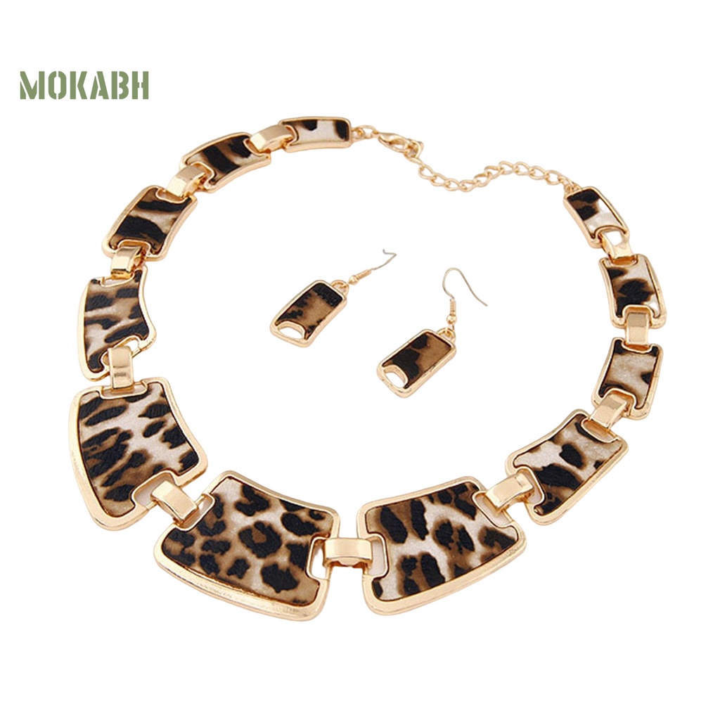 1 Set Bông Tai Và Vòng cổ Họa Tiết Da Báo Sang Trọng Cho Nữ