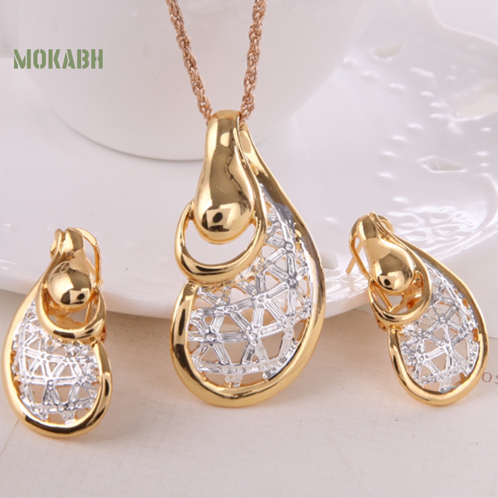 1 Set Vòng cổ Và Bông Tai Mạ Điện Thiết Kế Độc Đáo Thời Trang