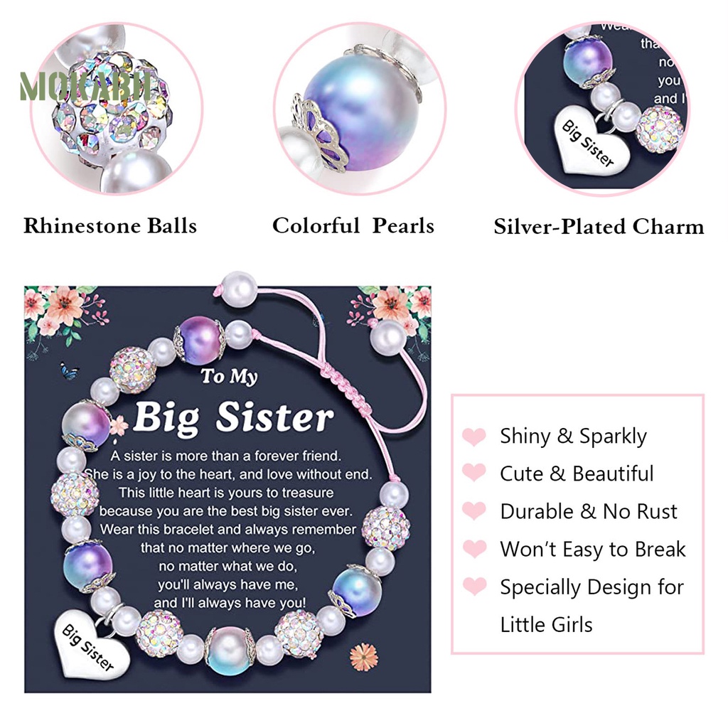 [Mới] Vòng Tay Dây Tua Rua Dài Đính Đá Ngọc Trai Giả Màu Tương Phản Chữ Chạm Khắc Lấp Lánh Có Thể Điều Chỉnh