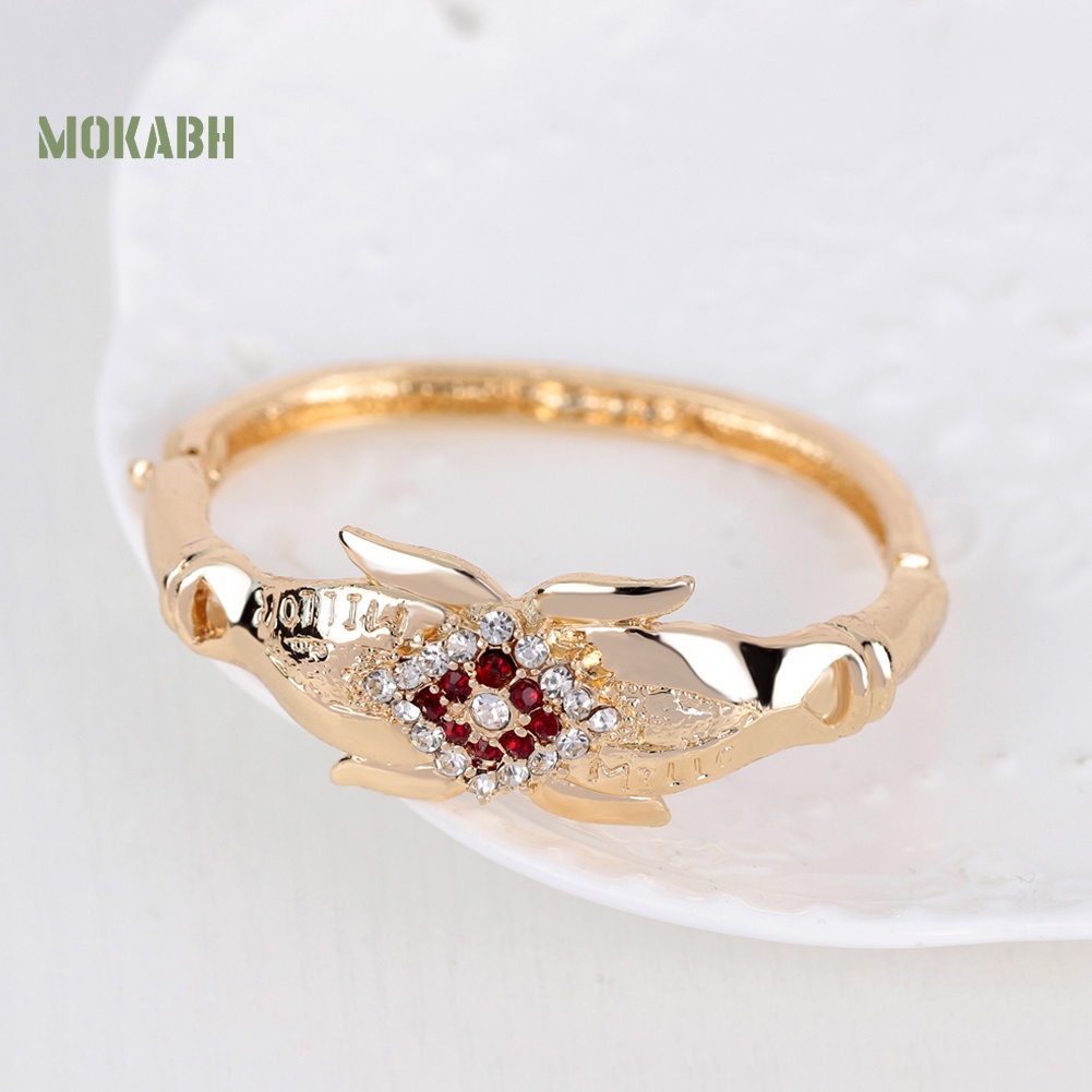 Bộ Trang Sức Vòng Cổ / Nhẫn / Bông Tai Hình Hoa Đính Đá Sang Trọng Cho Nữ