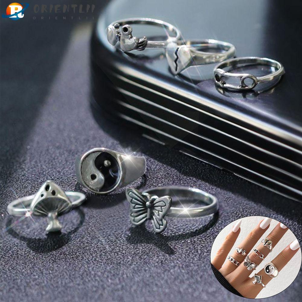 Bộ 6 Nhẫn Hình Trái Tim Phong Cách Hip Hop