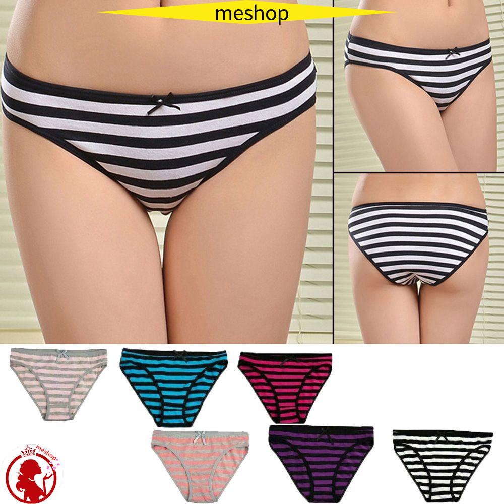 ME Quần Lót Mềm Mại Thoáng Khí In Họa Tiết Kẻ Sọc Gợi Cảm Thời Trang Cho Nữ