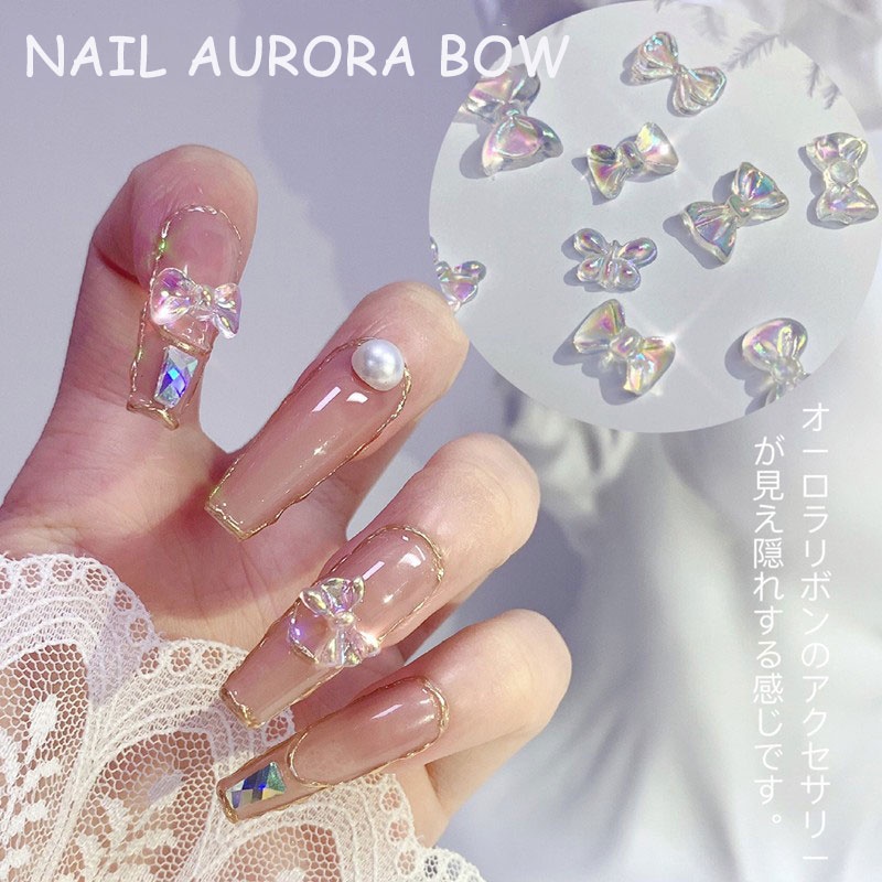 Bộ 50 Charm Phụ Kiện Trang Trí Móng Tay Nail Hình Nơ 3D Dễ Thương | Gấu Charm