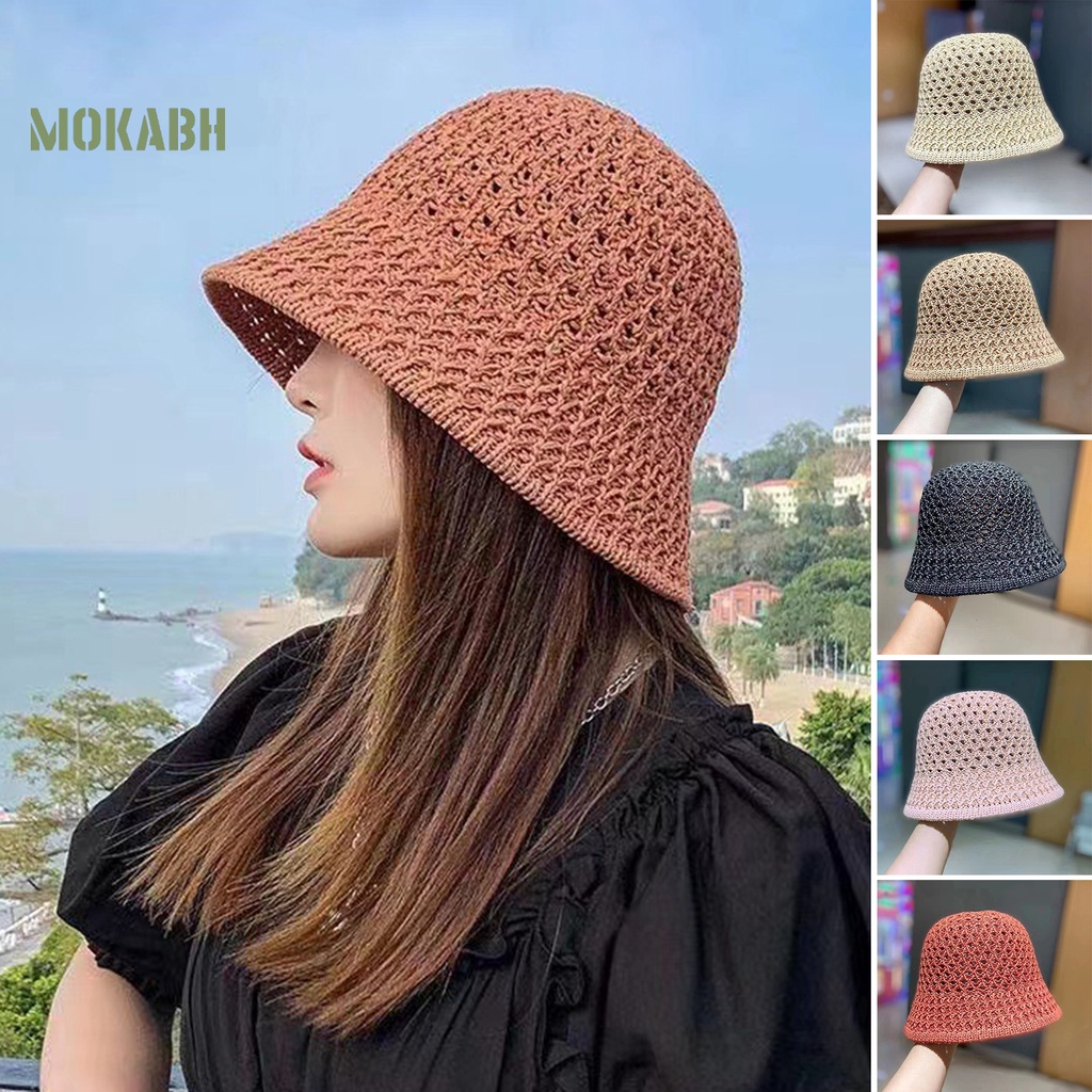 Mũ Dệt Bằng Polyester Mềm Thoáng Khí Có Thể Gấp Lại Phù Hợp Cho Mùa Hè [Mok Abh]