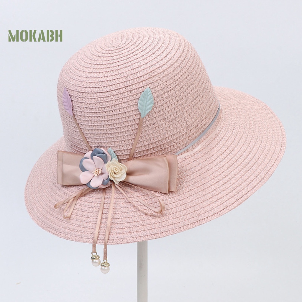 Nón Cối Rộng Vành Phối Ruy Băng Đính Nơ Thời Trang Mùa Hè Cho Nữ