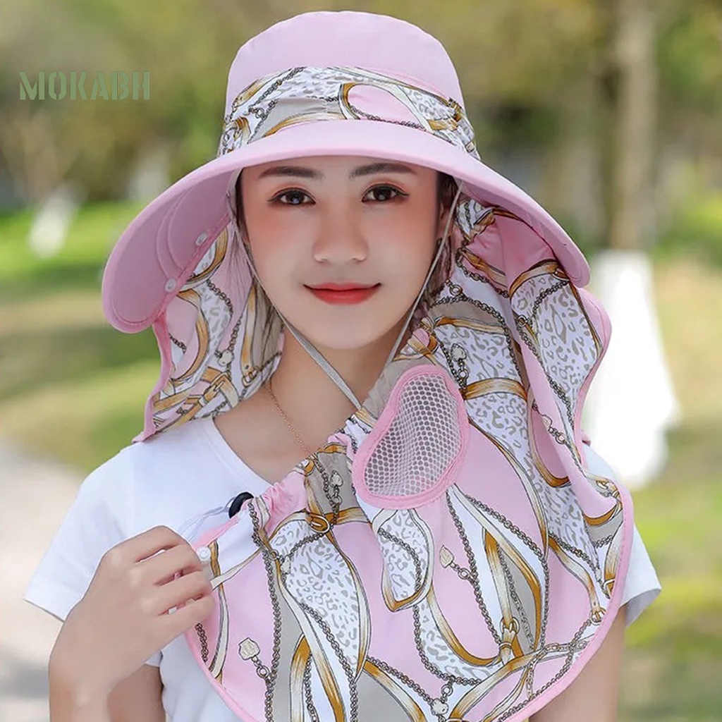 [Mok Abh] Mũ Rộng Vành Chống Nắng Bằng Chất Liệu Cotton Dùng Khi Leo Núi