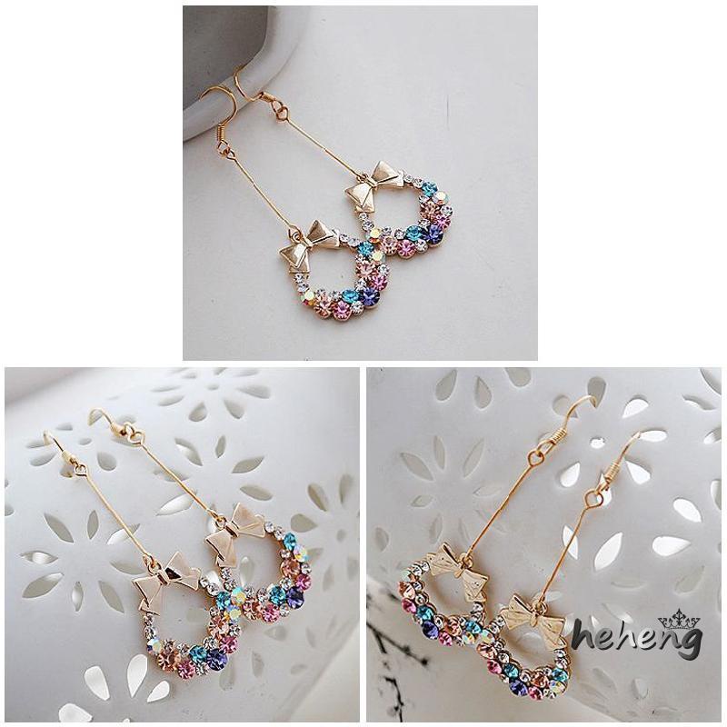 1 Cặp Bông Tai Thời Trang Kiểu Móc Đính Nơ Nhiều Màu Cho Nữ