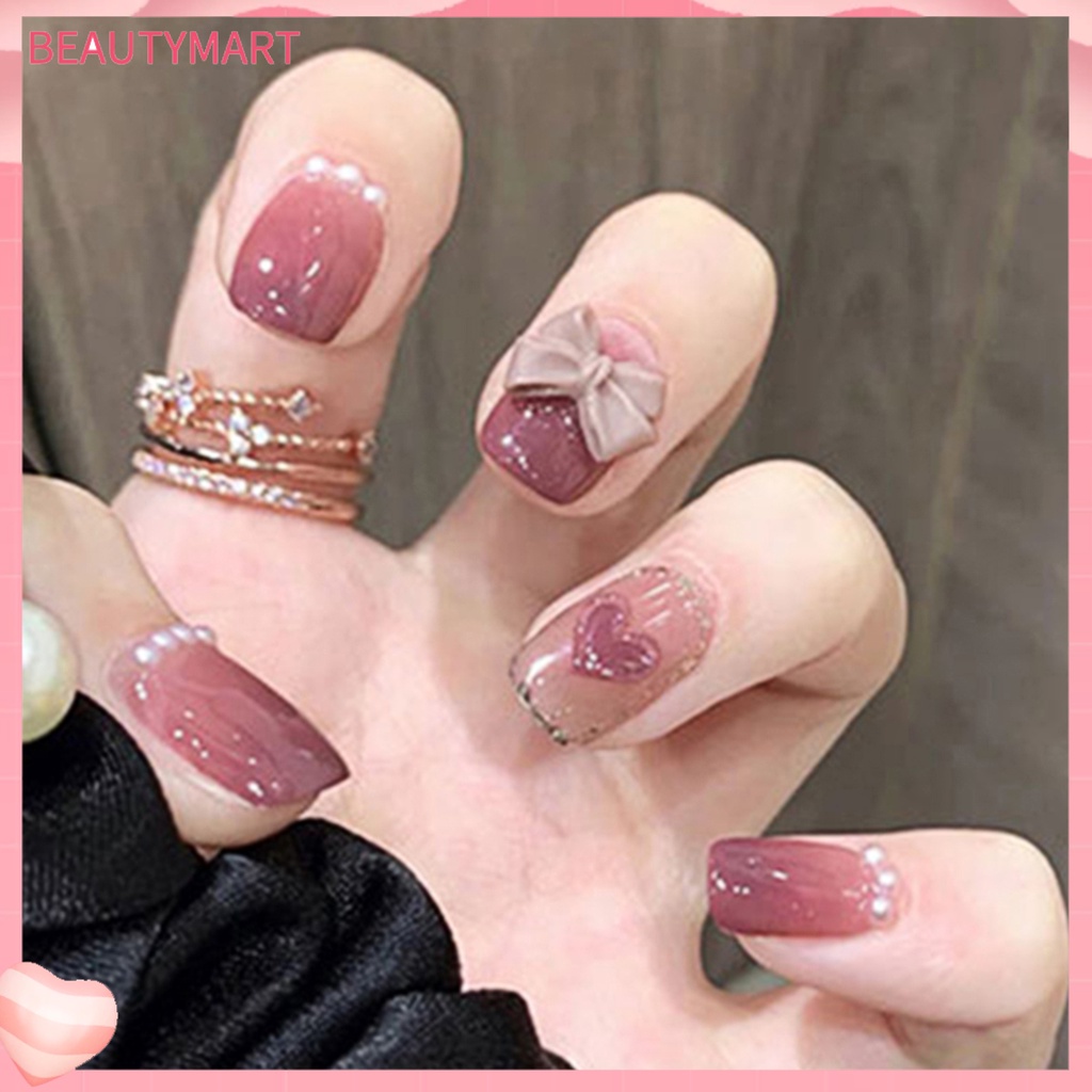 1 Bộ Móng Tay Giả Siêu Mỏng Không Phai Màu Trang Trí Hiệu Ứng Dạng Nhấn Bằng Nhựa Sáng Bóng