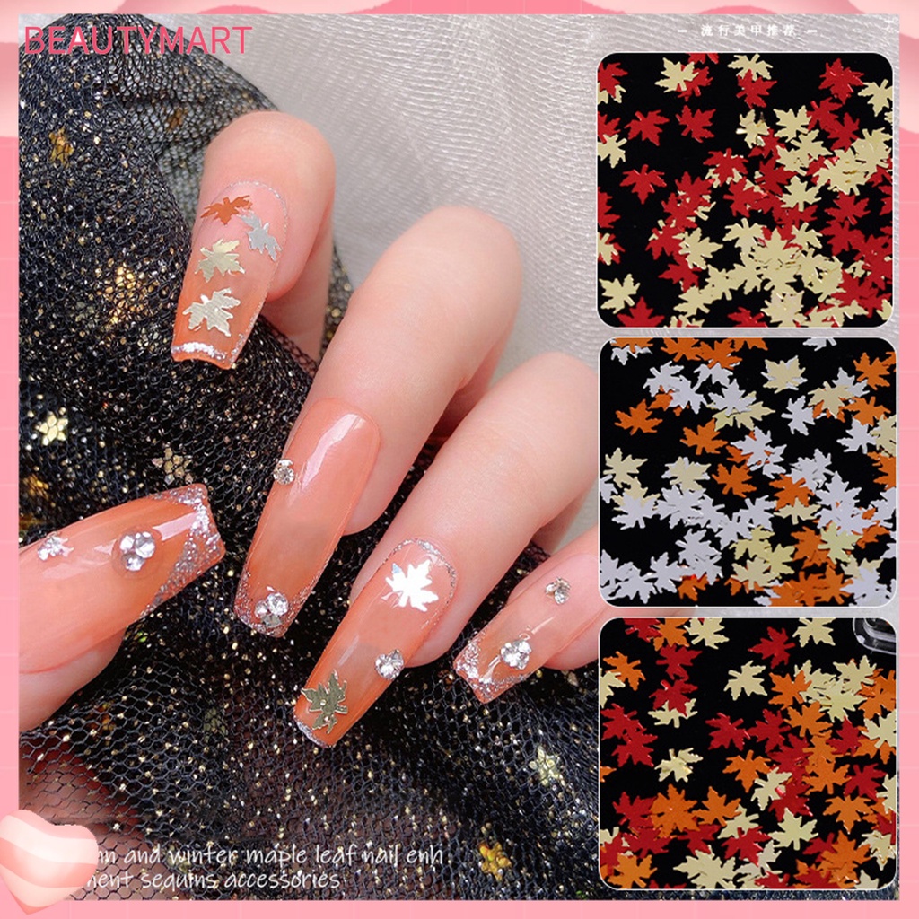 1 Hộp Kim Tuyến Lá Phong Mini Siêu Mỏng Nhiều Màu Sắc Lấp Lánh Trang Trí Móng Tay Nghệ Thuật DIY