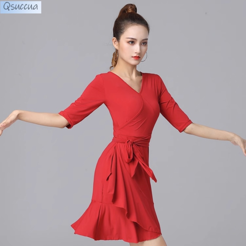 Đầm Khiêu Vũ Latin Dây Đeo Cổ Chữ V Dành Cho Nữ