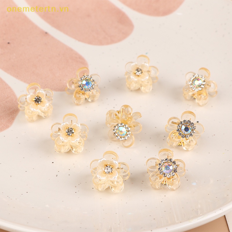 Set 10 Kẹp Tóc Hình Bông Hoa Mini Bằng Resin Dễ Thương