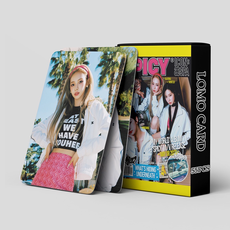 Aespa LOMO Card Set 55 Tấm Thẻ Ảnh Spicy Hình Nhóm Nhạc KPOP