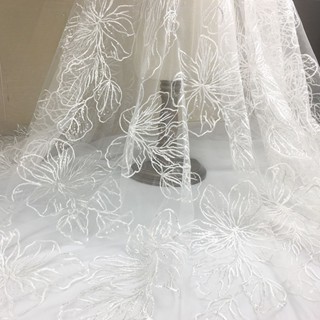 Tấm Vải Ren Lưới Thêu Hoa Đính Kim Sa Cỡ Lớn Xinh Xắn