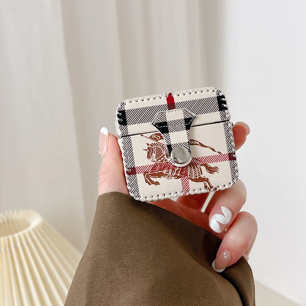 Vỏ Bảo Vệ Hộp Sạc Tai nghe không dây AirPods 1 / 2 gen3 pro2 2022 Bằng Da PU Hình Vuông Kiểu Dáng Thời Trang