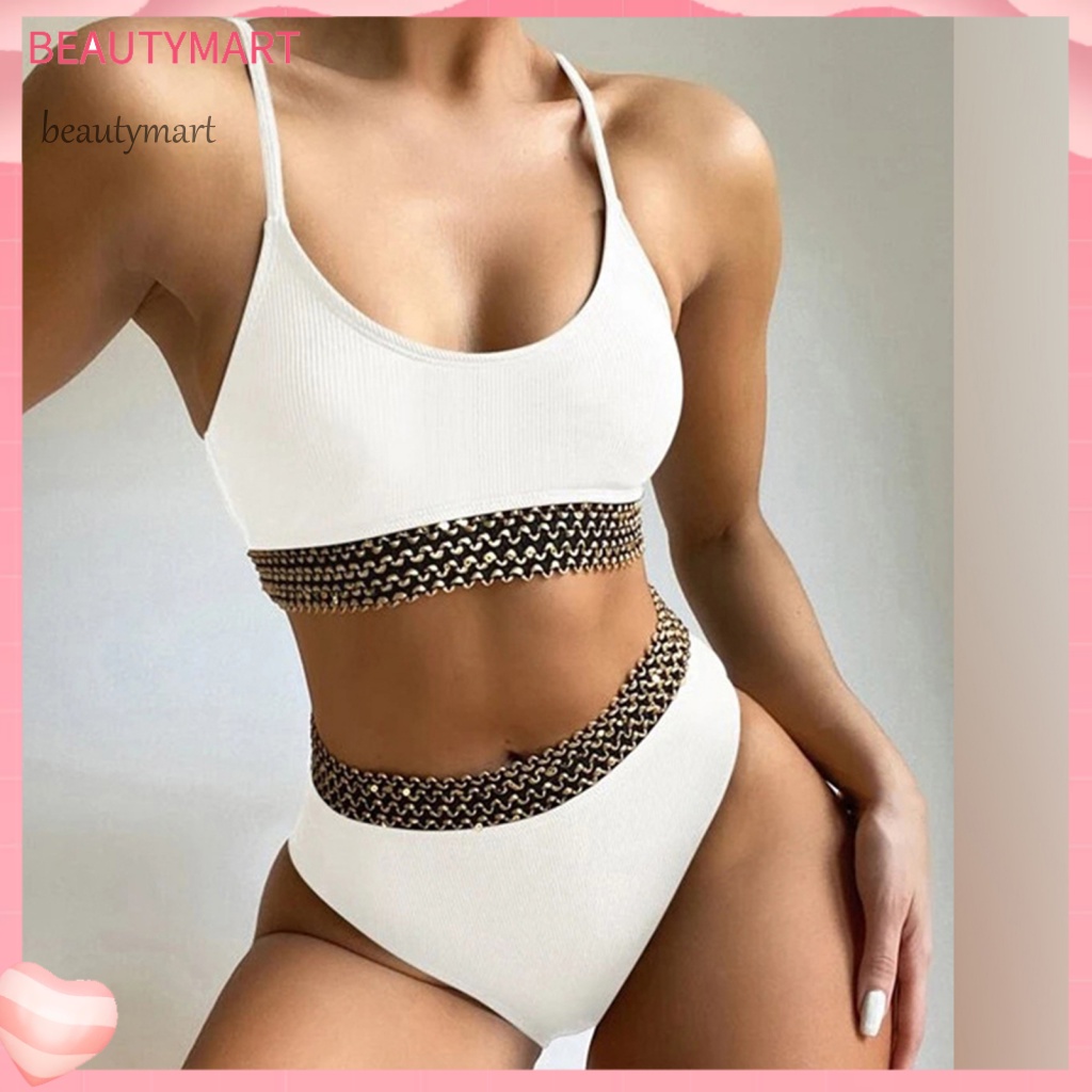 Bộ Bikini 2 Mảnh Có Đệm Ngực Và Quần Lưng Cao Màu Sắc Có Thể Điều Chỉnh Cho Nữ