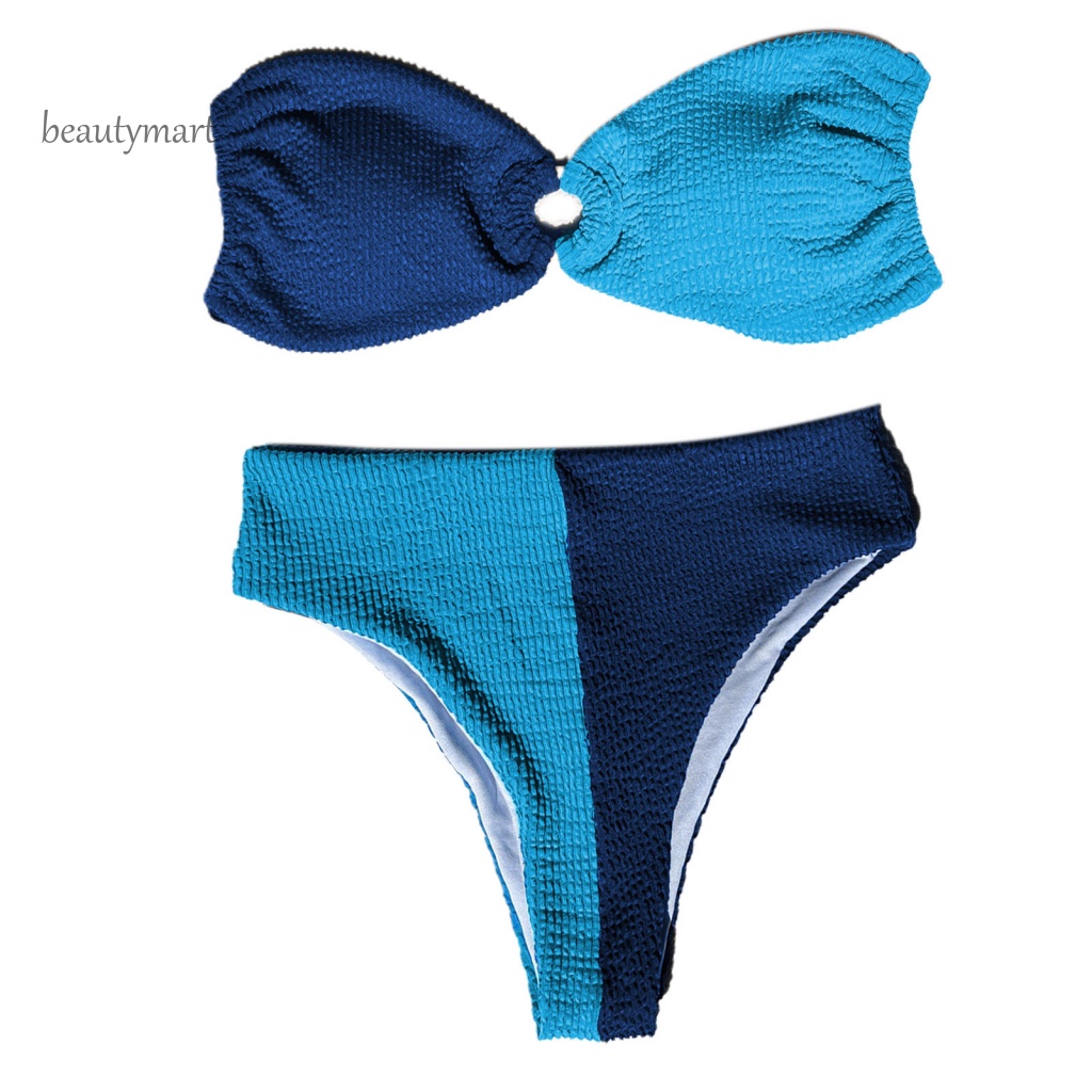 Bộ Bikini 2 Mảnh Dây Cột Màu Sắc Tương Phản Thời Trang Cho Nữ