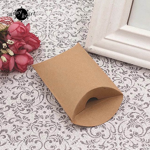 Set 50 Hộp Giấy Kraft Hình Gối Dùng Để Đựng Quà / Kẹo Cưới