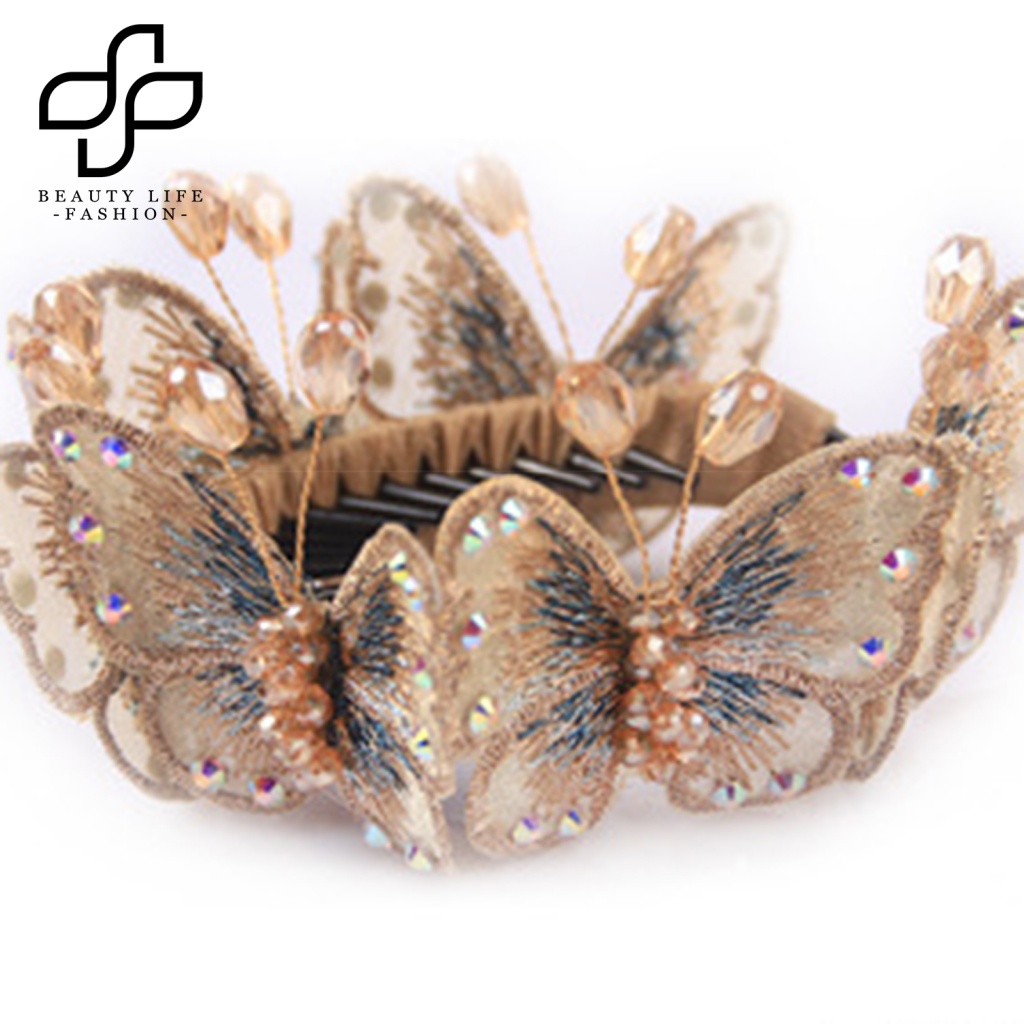Kẹp Tóc Đuôi Ngựa Đính Đá Hình Bướm Handmade Thời Trang