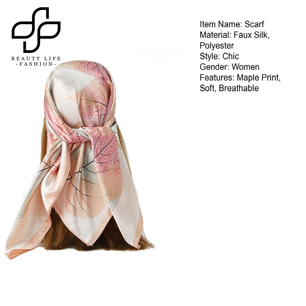 Khăn Quàng Cổ Hình Vuông Bằng Lụa Satin Mềm Nhẹ In Họa Tiết Lá Phong Nhiều Màu Sắc Thời Trang Dành Cho Bạn Nữ