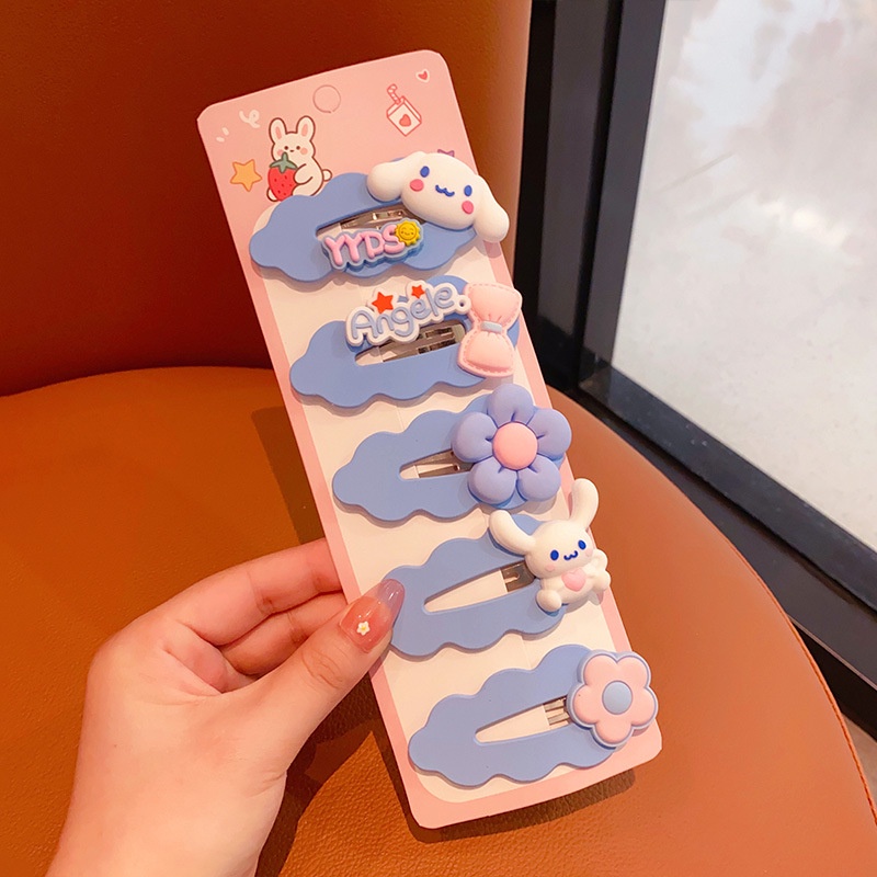 Set 5 Kẹp Tóc Hình Gấu Hoạt Hình Dễ Thương Cho Bé Gái