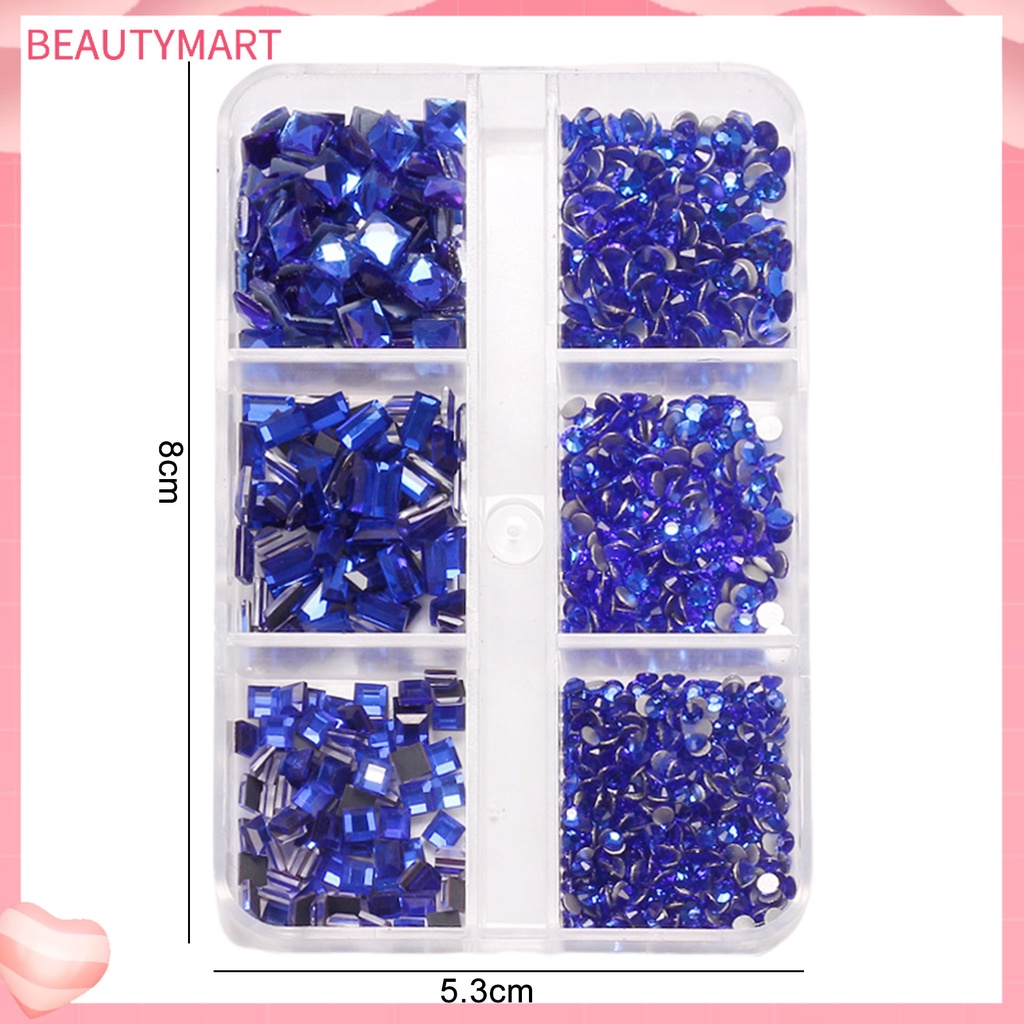 Hộp 1 Hộp 6 Ngăn Đáy Phẳng 3D Trang Trí Móng Tay Nghệ Thuật DIY Cho Nữ