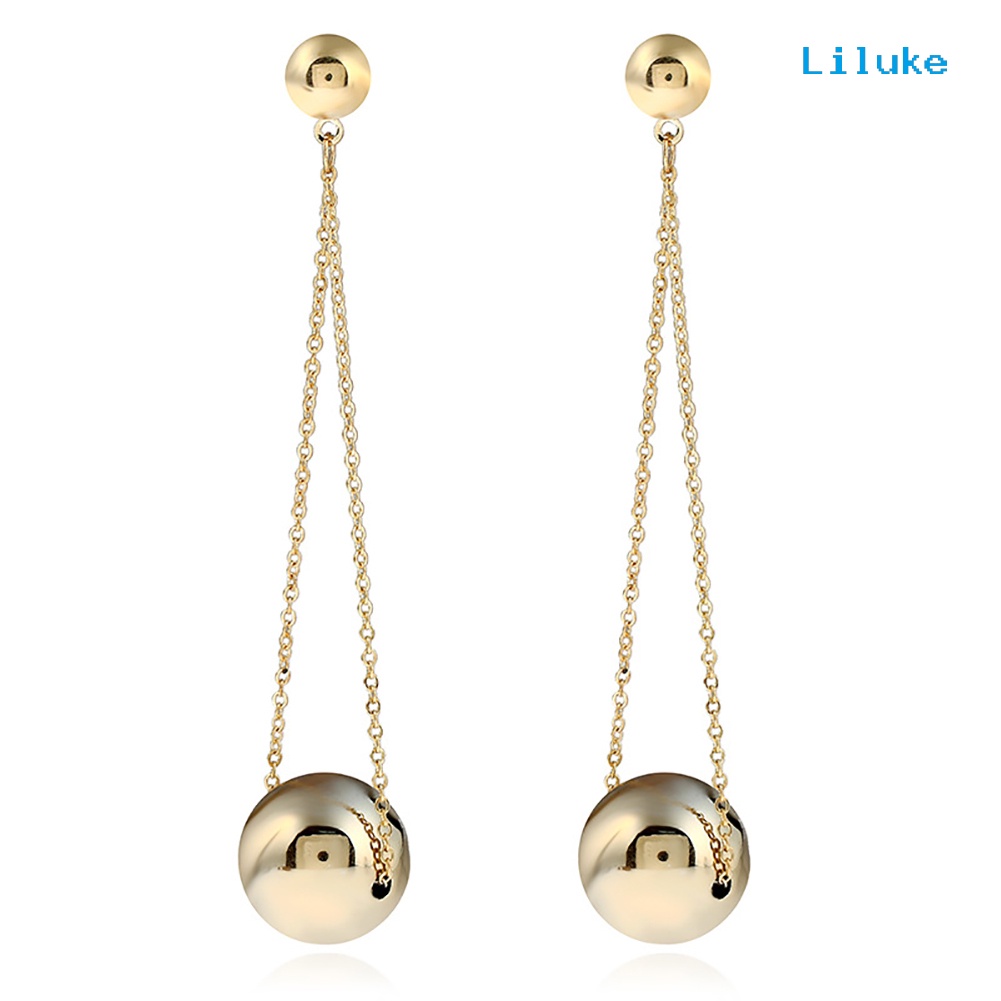 Bông Tai Dáng Dài Phối Mặt Hình Quả Cầu Đơn Giản Thời Trang