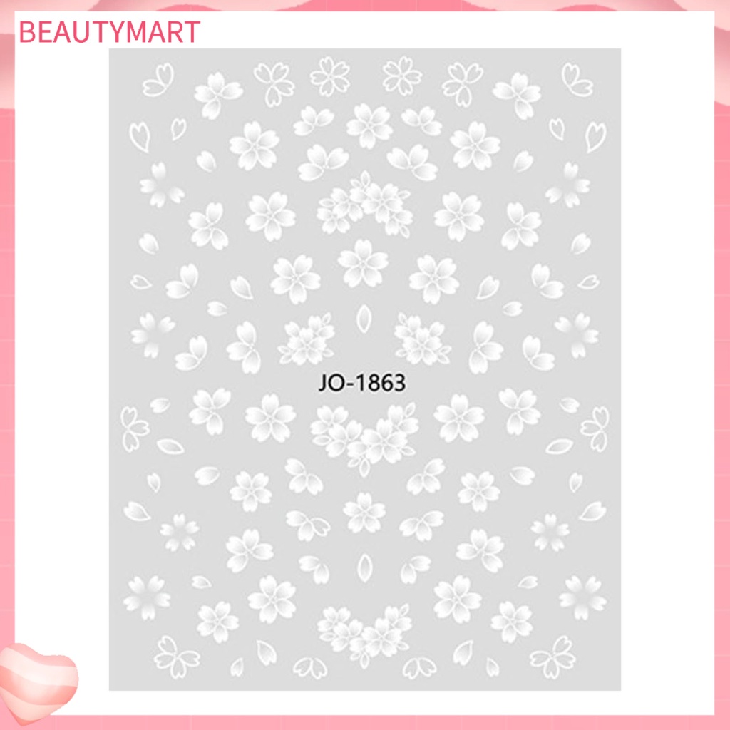 1 Tờ Nhãn Dán Móng Tay Chuyển Đổi Tự Dính Họa Tiết Hoa Anh Đào Màu Trắng Có Thể Tháo Rời