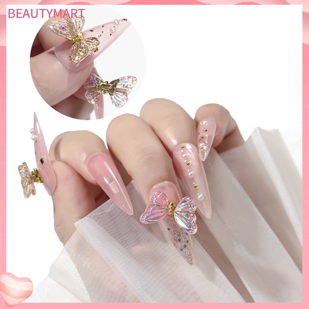 Set 3 Phụ Kiện Trang Trí Móng Tay Hình Bướm Chống Nước Tiện Dụng