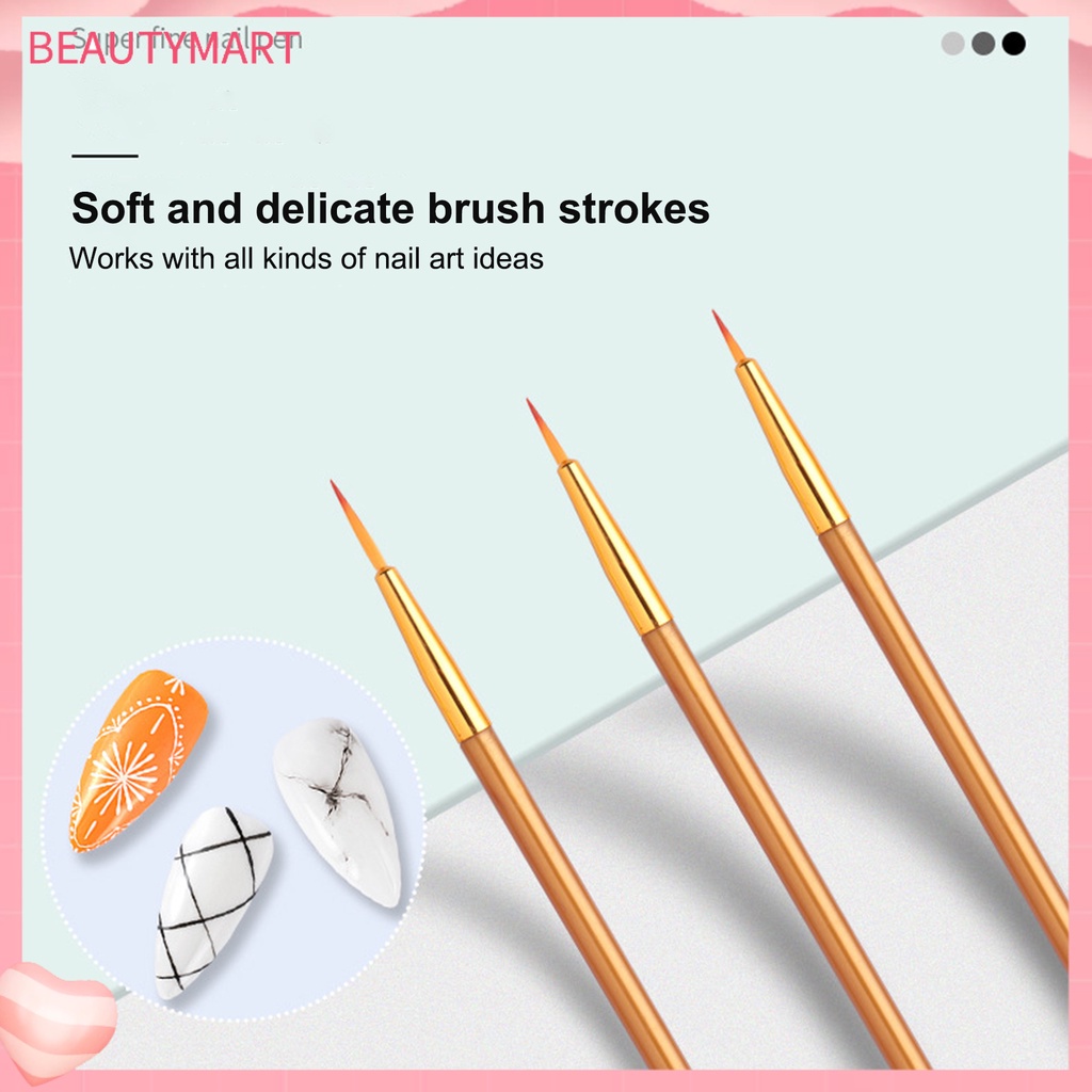 Set 3 Cọ Vẽ Trang Trí Móng Tay Nghệ Thuật Siêu Mịn Đa Năng