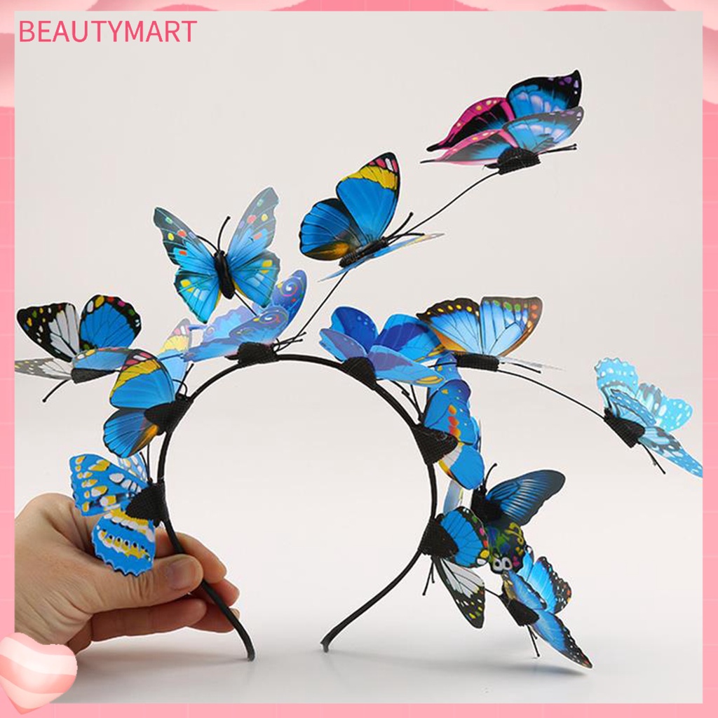[beautymart] Cài Tóc Hình Vương Miện Bướm Phong Cách Bohemian Sống Động Thoải Mái Có Thể Điều Chỉnh Trang Trí Cho Tiệc Trà / Halloween