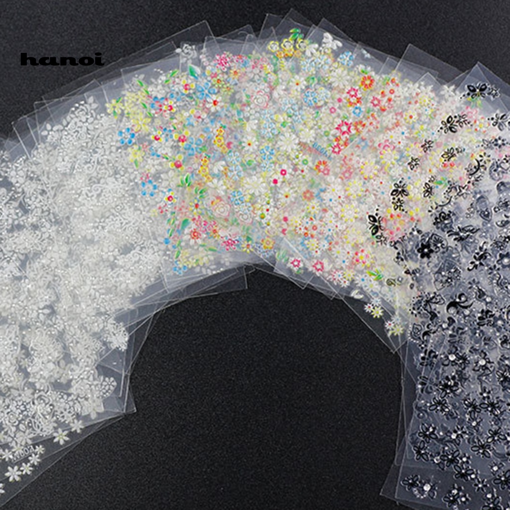 1 Bộ Miếng Dán Móng Tay Bằng Nhựa Siêu Mỏng In Họa Tiết Hoa Tinh Tế Thời Trang Cho Nữ