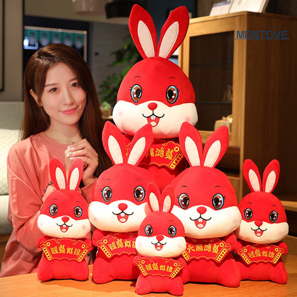 Thỏ Nhồi Bông Thiết Kế Phong Cách Trung Hoa Dễ Thương 25 / 30 / 40 / 50cm