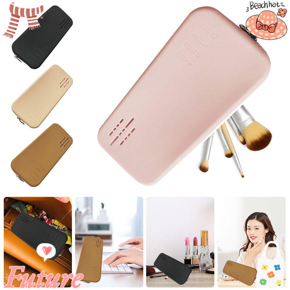 Túi Đựng Cọ Trang Điểm Hình Vuông Có Khóa Kéo Đơn Giản Tiện Lợi