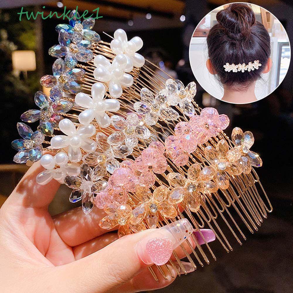 Lược Cài Tóc Đính Hoa Lấp Lánh Phong Cách Hàn Quốc Cho Bé Gái