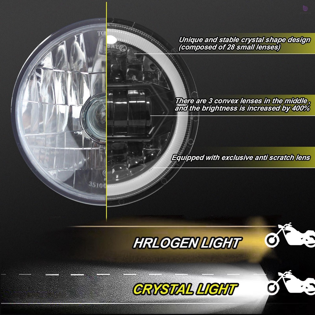 1 Đèn Pha LED 5.75in 6000K 20000LM Không Thấm Nước IP67 Chất Lượng Cao Cho Xe Mô Tô