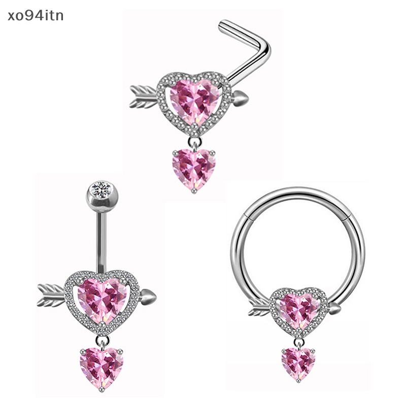 Khuyên Xỏ Mũi / Rốn Hình Trái Tim Bằng Thép Không Gỉ Thời Trang