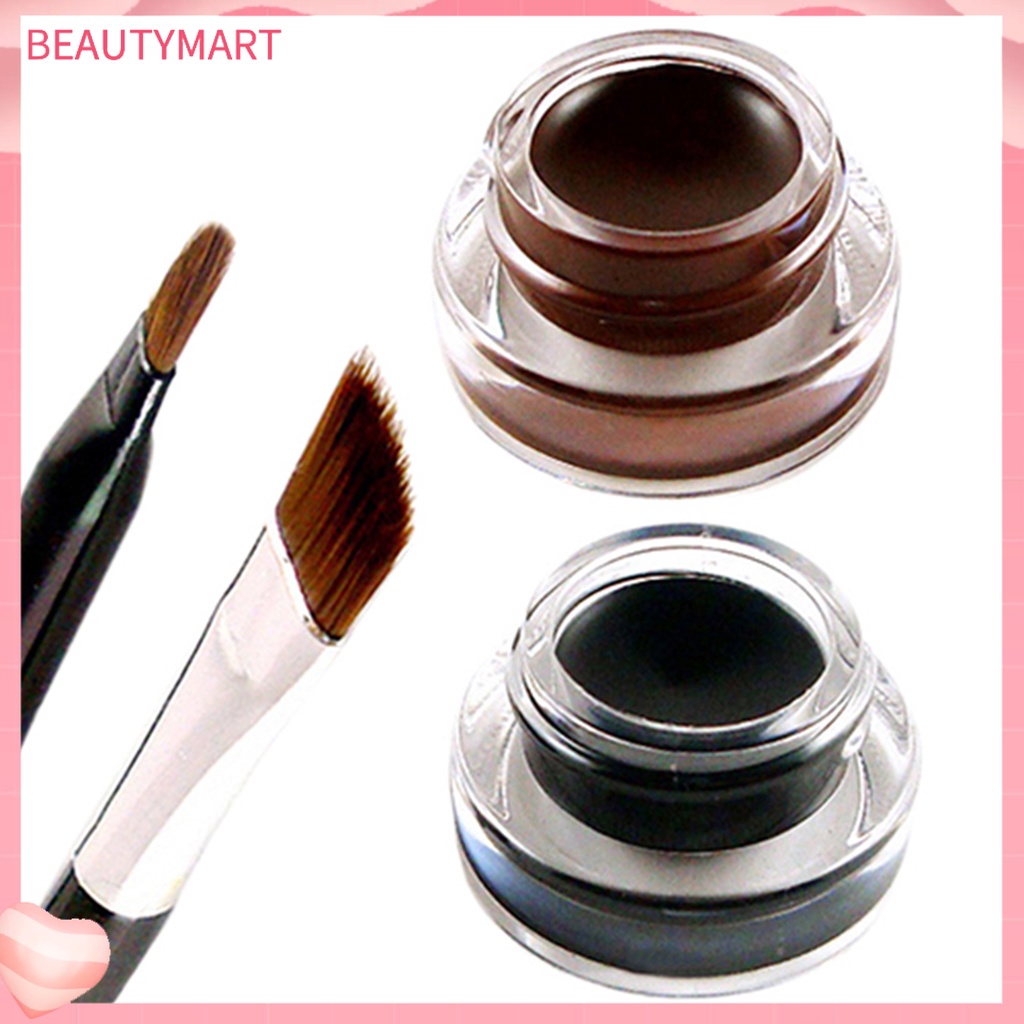 Set 2 Gel Kẻ Mắt Màu Đen / Nâu Kèm Cọ Trang Điểm Tiện Dụng