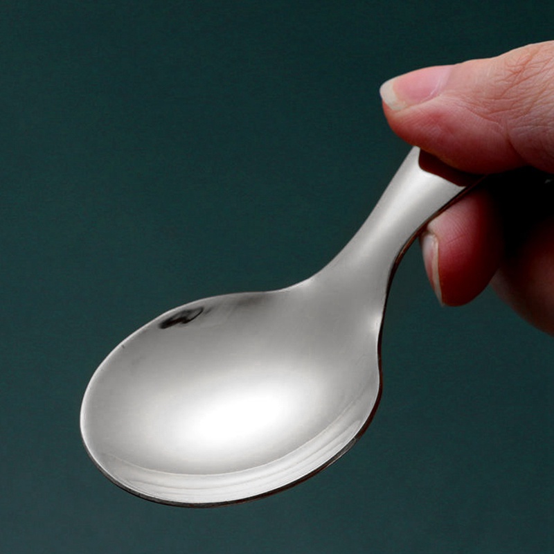 Set 10 Muỗng Thép Không Gỉ Tay Cầm Ngắn Màu Bạc Thời Trang