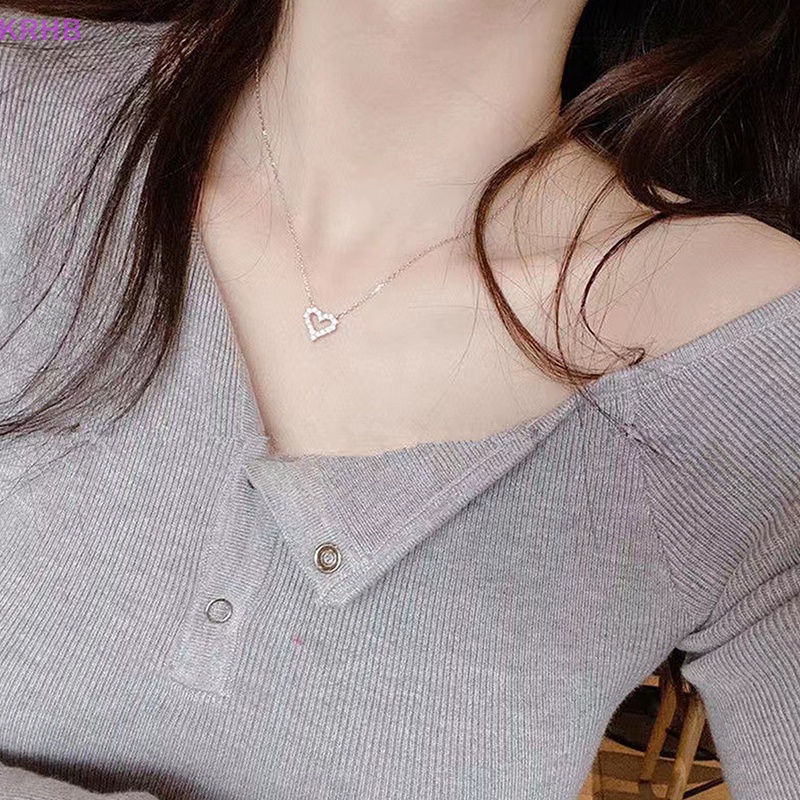 Vòng cổ Mặt Trái Tim Đính Đá Zircon Phong Cách Hàn Quốc Cho Nữ Mới