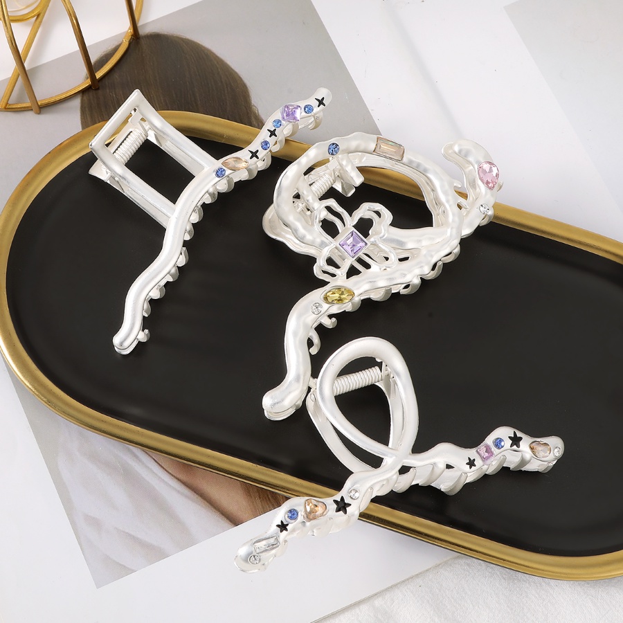 Kẹp Tóc Đuôi Ngựa Bằng Hợp Kim Đính Kim Cương Pha Lê Đơn Giản Phong Cách Hàn Quốc