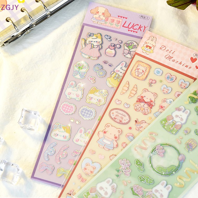 Set 2 Tấm Sticker Họa Tiết Hoạt Hình Lấp Lánh Chống Thấm Nước Trang Trí Sổ Tay Mới