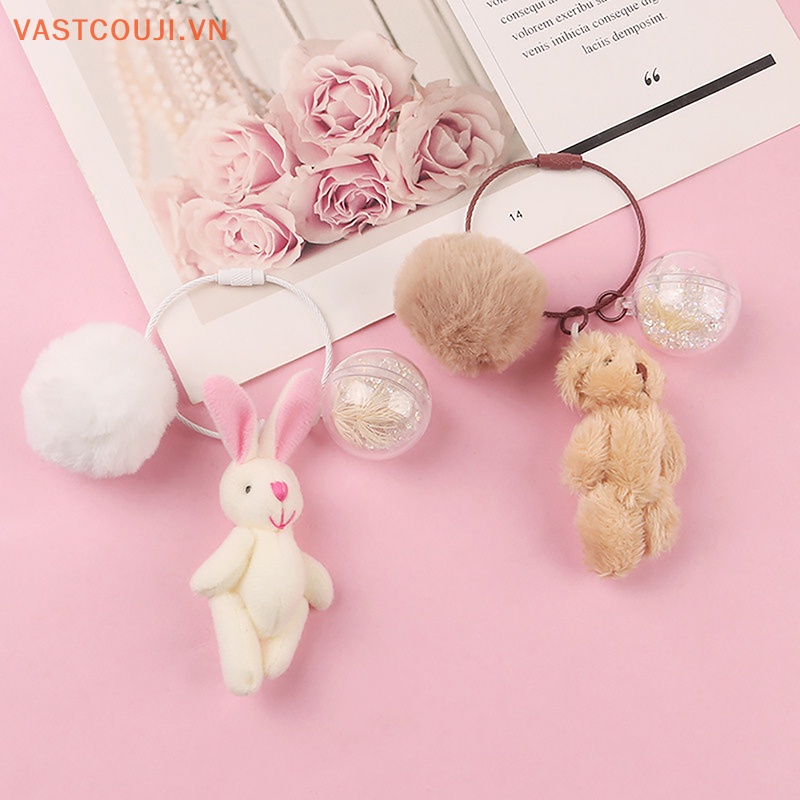 Móc Khóa Hình Gấu / Thỏ Nhồi Bông VASTJI Dễ Thương Dùng Làm Quà Tặng