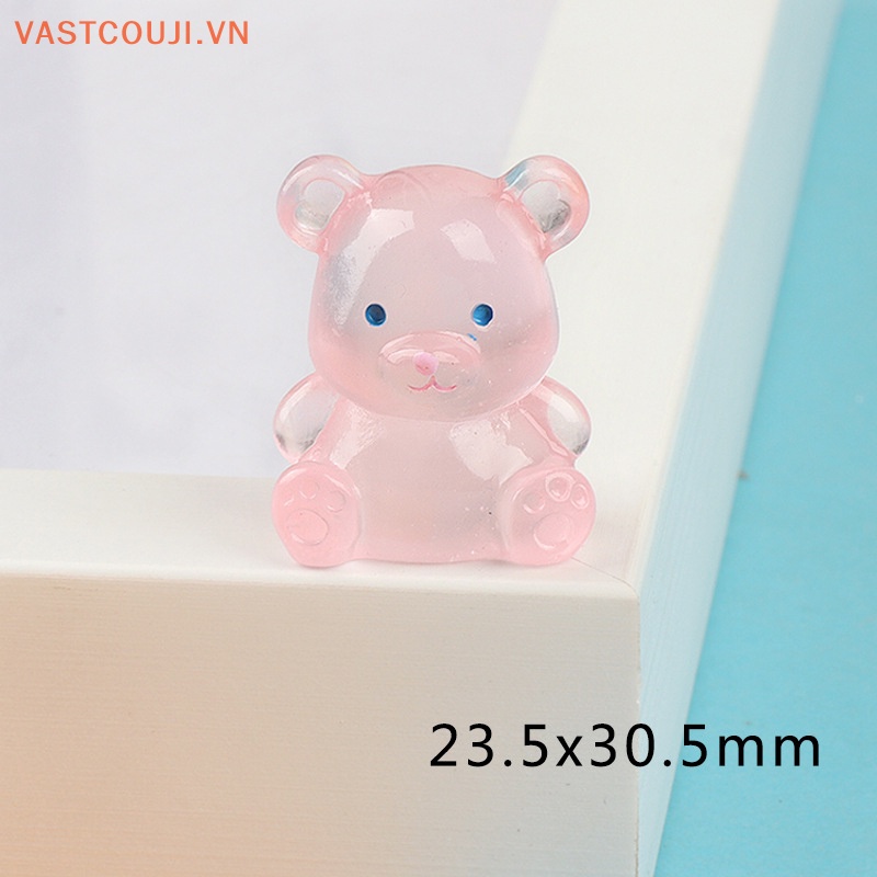 Bộ 2 Móc Khóa Hình Chú Gấu 3D Bằng Nhựa Resin Màu Dạ Quang DIY