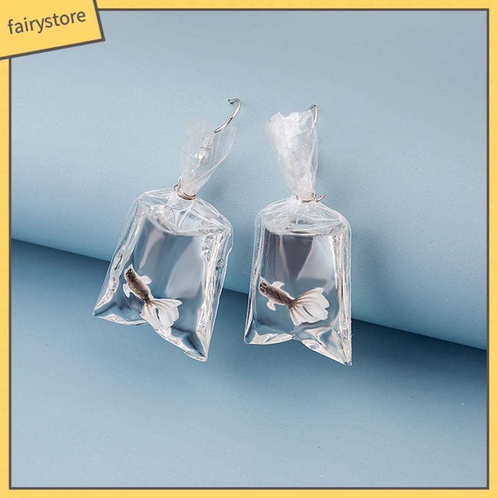 1 Đôi Bông Tai Hình Túi Nước Trong Suốt Họa Tiết Hoạt Hình Vui Nhộn Dành Cho Nữ