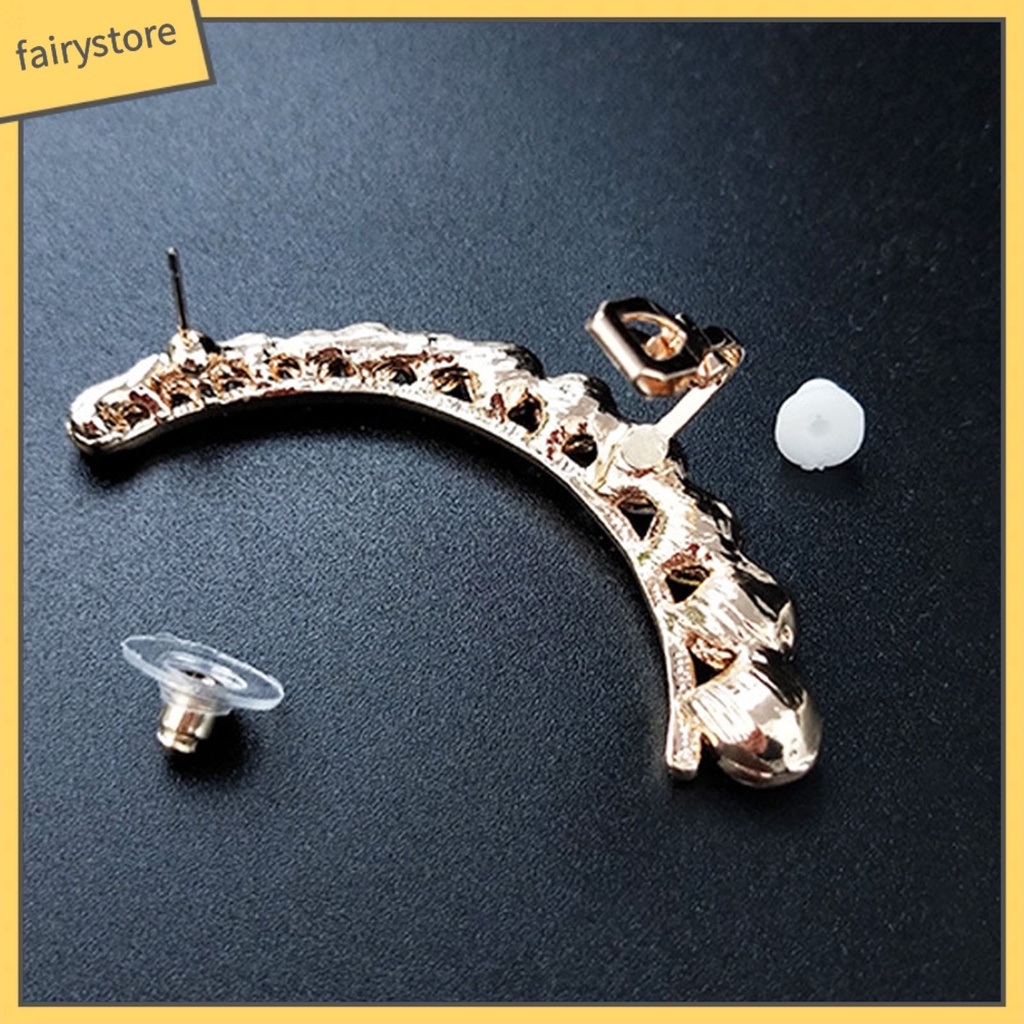 1 Đôi Bông Tai Đính Đá Sáng Tạo Màu Sắc Tương Phản Dành Cho Nữ