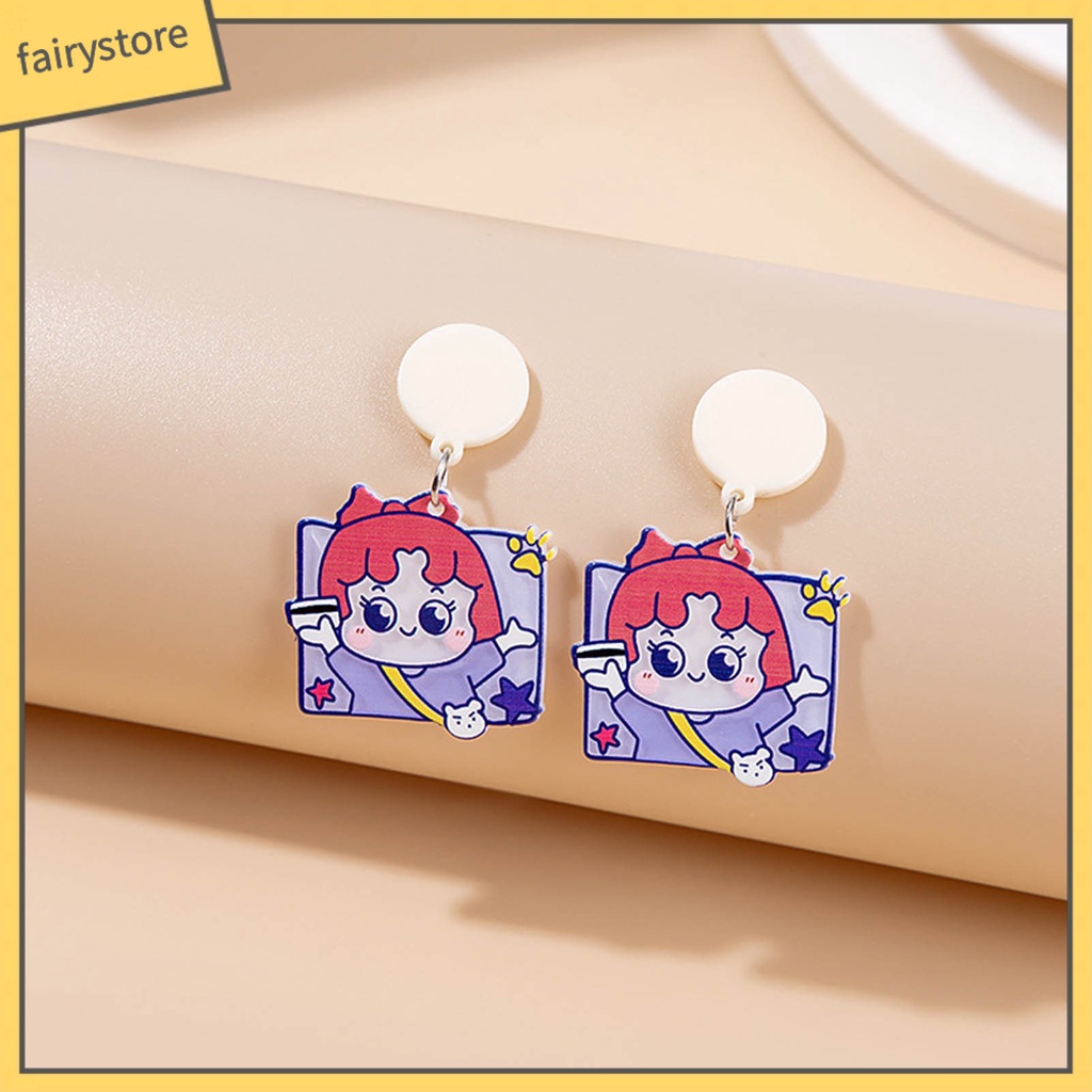 1 Đôi Bông Tai Acrylic Bóng Nhiều Màu Họa Tiết Hoa Ngôi Sao Hoạt Hình Thời Trang Cho Nữ