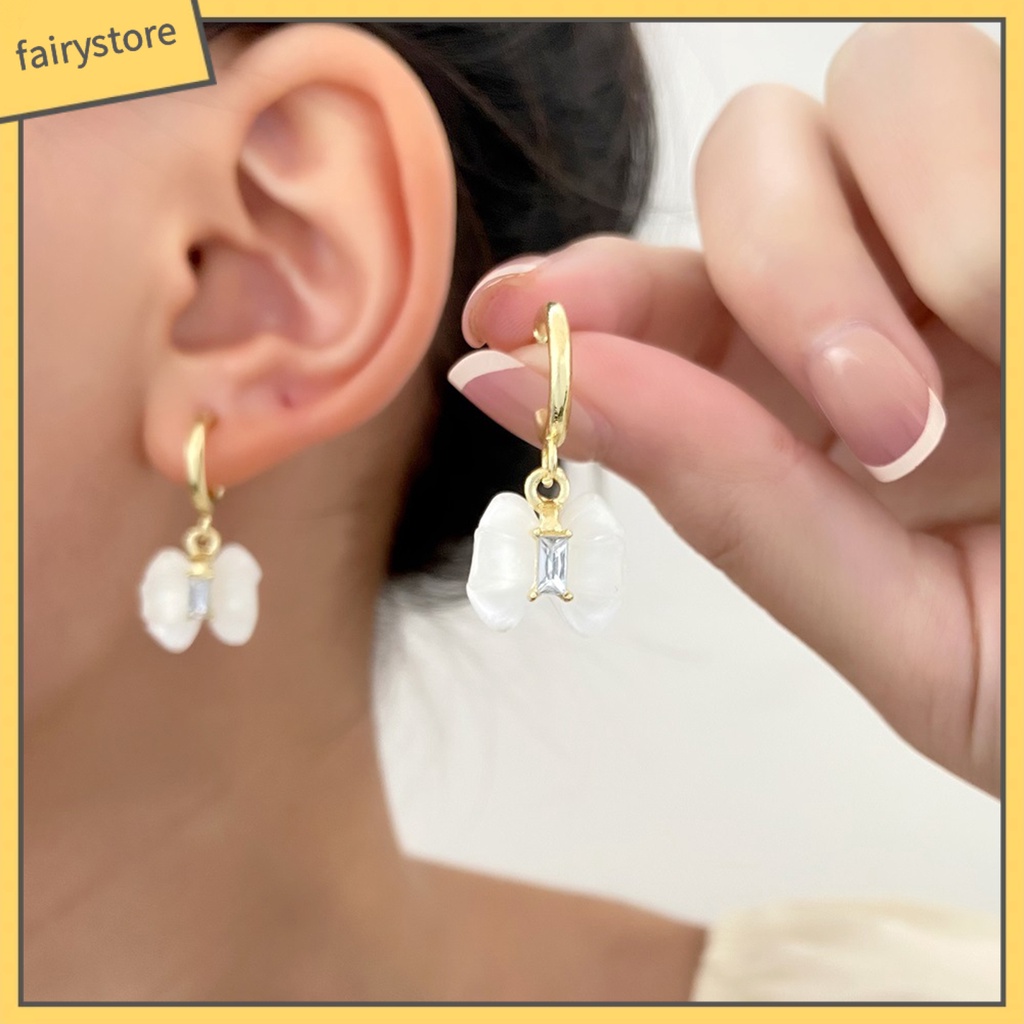 1 Đôi Bông Tai Hình Nơ Đính Đá Trong Suốt Dành Cho Cô Dâu