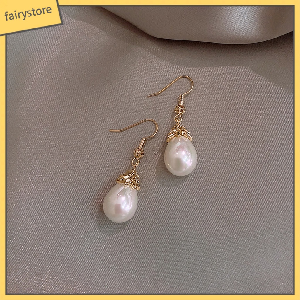 1 Đôi Bông Tai Dáng Dài Đính Ngọc Trai Giả Sang Trọng Cho Nữ