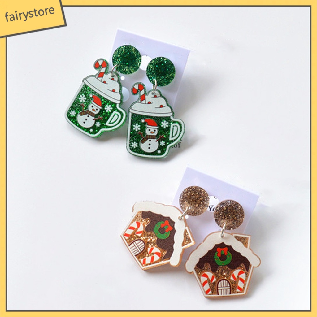 1 Cặp Bông Tai Họa Tiết Giáng Sinh Lấp Lánh Dễ Phối Đồ Dành Cho Nữ