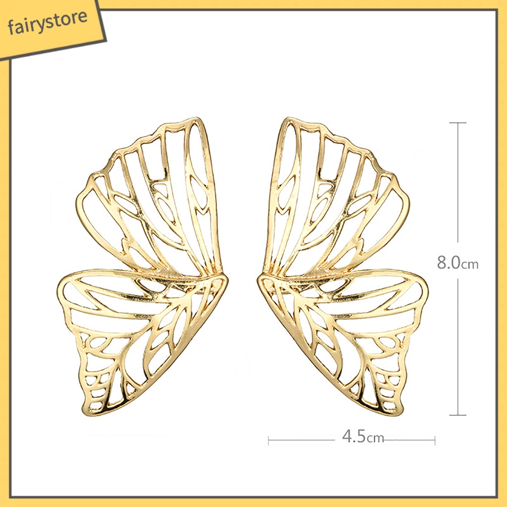 Bông Tai Hình Bướm Bằng Kim Loại Màu Trơn Thời Trang Dự Tiệc Cho Nữ